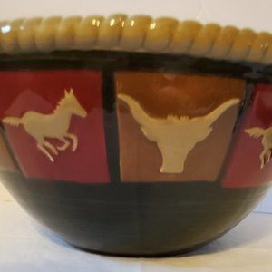 11" Happy Trails Cowboy Large Embossed Bowl